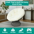 thumbnail image 3 of Naomi Home Barcelona Oversized Swivel Lounge Chair with Tufted Cushion, 360° Swivel, PE Rattan & Steel Frame, Indoor/Outdoor, Cream, 3 of 18
