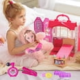 thumbnail image 2 of Cabeza de muñeca Barbie para juguetes de peinado, cabeza de muñeca con secador de pelo, espejo, cepillo cosmético, kit de juguetes de peluquería y juguetes de maquillaje para niñas pequeñas, 2 of 5