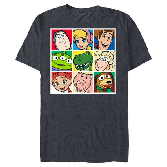 Disney Pixar Toy Story Cast Character Grid T-Shirt- Short Sleeve Blended T-Shirt for Adults - Customized-Denim Snow Heather