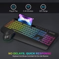 thumbnail image 3 of Wireless Keyboard and Mouse Combo with 9 Backlit, Wrist Rest & Phone Holder, Black, New, 3 of 9