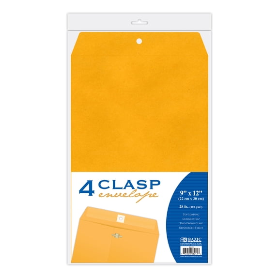 BAZIC Catalog Envelope 9" x 12" Gummed Seal Eyelet Closure, 4-Count