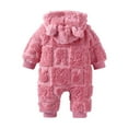thumbnail image 4 of Gpaecead 0-18M Baby Clothes Long Jumpsuit Baby Boys Girls Solid Color Zipper Fleece Hooded Jumpsuit Newborn Pajamas Pink, 4 of 7