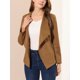 thumbnail image 5 of Blazer de drapeado de ante sintético para mujer INSPIRE CHIC, con cuello, mangas largas y abertura frontal, talla 2XL, color marrón, 5 of 7