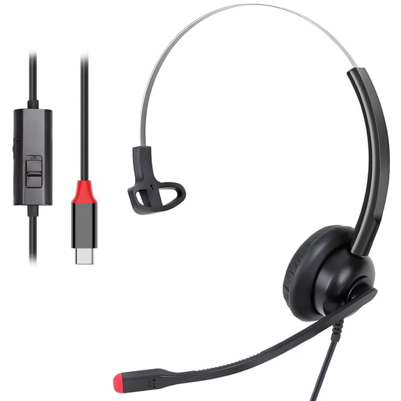 USB C Headset with Microphone Noise Cancelling for PC Mac, Wired USB Type C Headphones for iPhone Android Samsung Laptop Zoom Skype Webinars Home Office