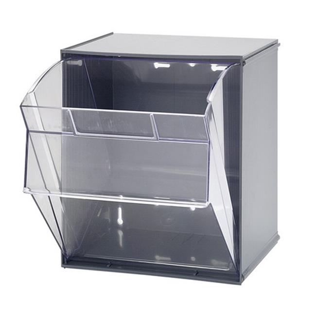 Quantum Storage QTB301GY Clear Tip Out Bins, Gray 11.75 x 11.81 x 13.