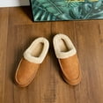 thumbnail image 6 of WOTTE Men's Slippers Fleece Fuzzy Lined Memory Foam Moccasin House Shoes for Indoor Outdoor, Brown Size 6-7, 6 of 7