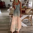 thumbnail image 2 of Staron Women's Dress Liquidation à Moins de 10 $ Décontractée Longue Fluide Florale Mode Col en V Robe d'Été Bohème à Bretelles Spaghetti Robes de Plage, 2 of 5