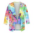thumbnail image 3 of Women's Plus Size Cardigan Casual 3/4Sleeve Fashion Comfortable Pockets Printing Cardigan Top Blouse Beach Up to 65% off, 3 of 5