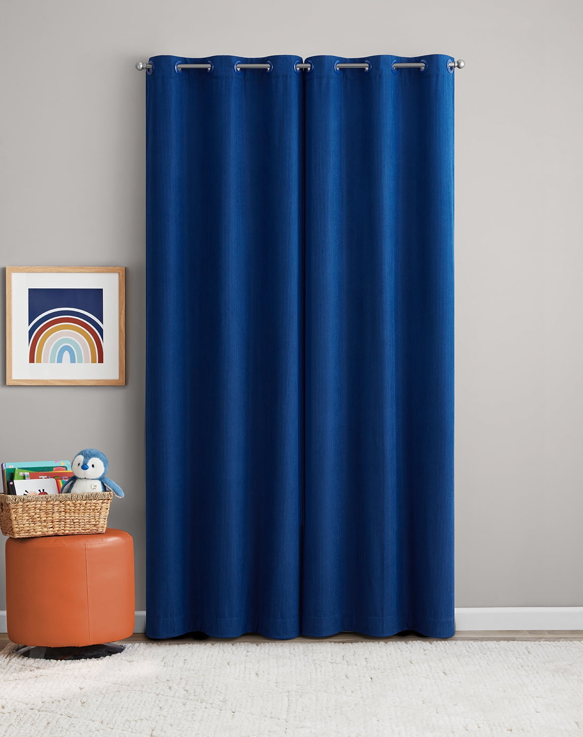 (2 pack) Your Zone Corduroy Blackout Grommet Curtain Panel,1 Panel, Stadium Blue, 38"W x 84"L
