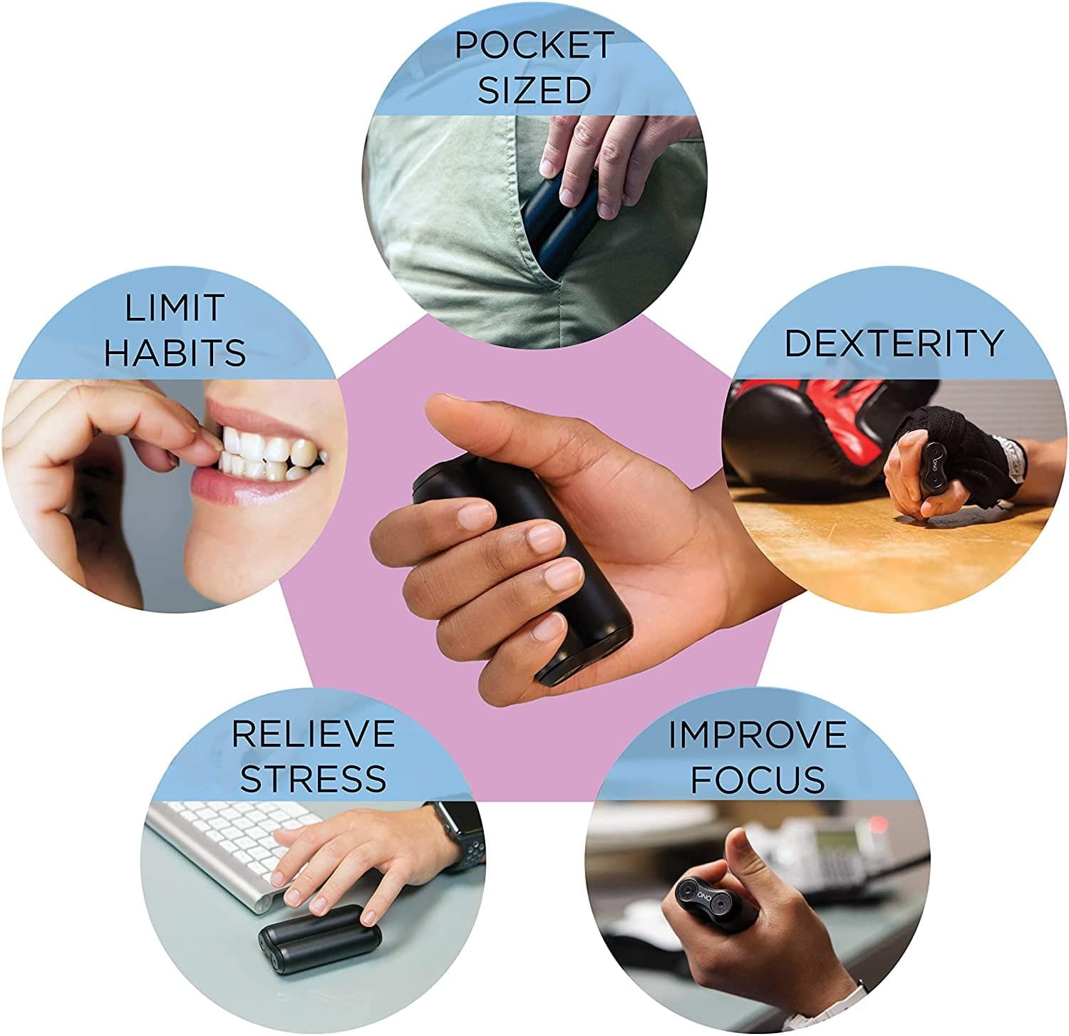 Teal ABS Junior ONO Roller - Handheld Fidget Toy for Adults | Help Relieve Stress, Anxiety, Tension | Promotes Focus, Clarity | Compact, Portable Design