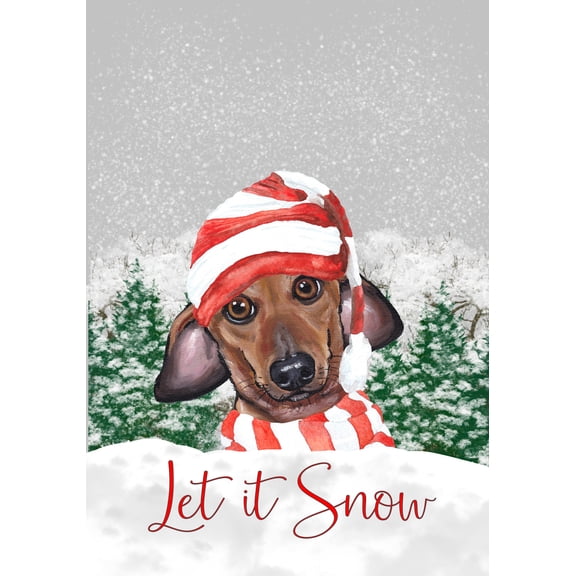 Dachshund Red - Hippie Hound Studios Let it Snow Christmas Garden Flag