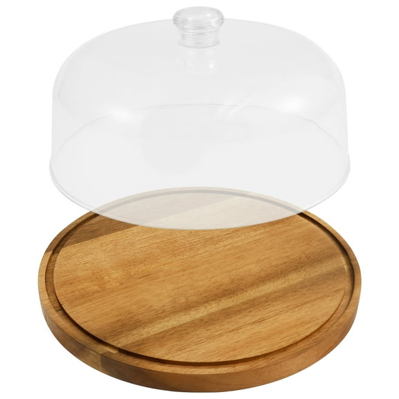 Wood Cake Stand Round Wood Cake Plate with Acrylic Lid Decorative Cake Holder Multifunctional Cake Platter for Birthdays Parties Weddings