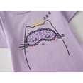 thumbnail image 2 of Purple Kittten pajamas for Girls – Cotton Snug-Fitting Tee Shorts & Pants PJ Set Size 5, 2 of 7