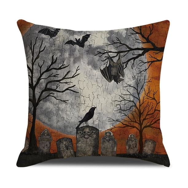 Advancent Funda de almohada decorativa, decoración de Halloween, funda de almohada acogedora con patrón de calabaza, funda de cojín cuadrada para sofá, Decoración del hogar cinco SXYM42 Advancent HA060851-05B
