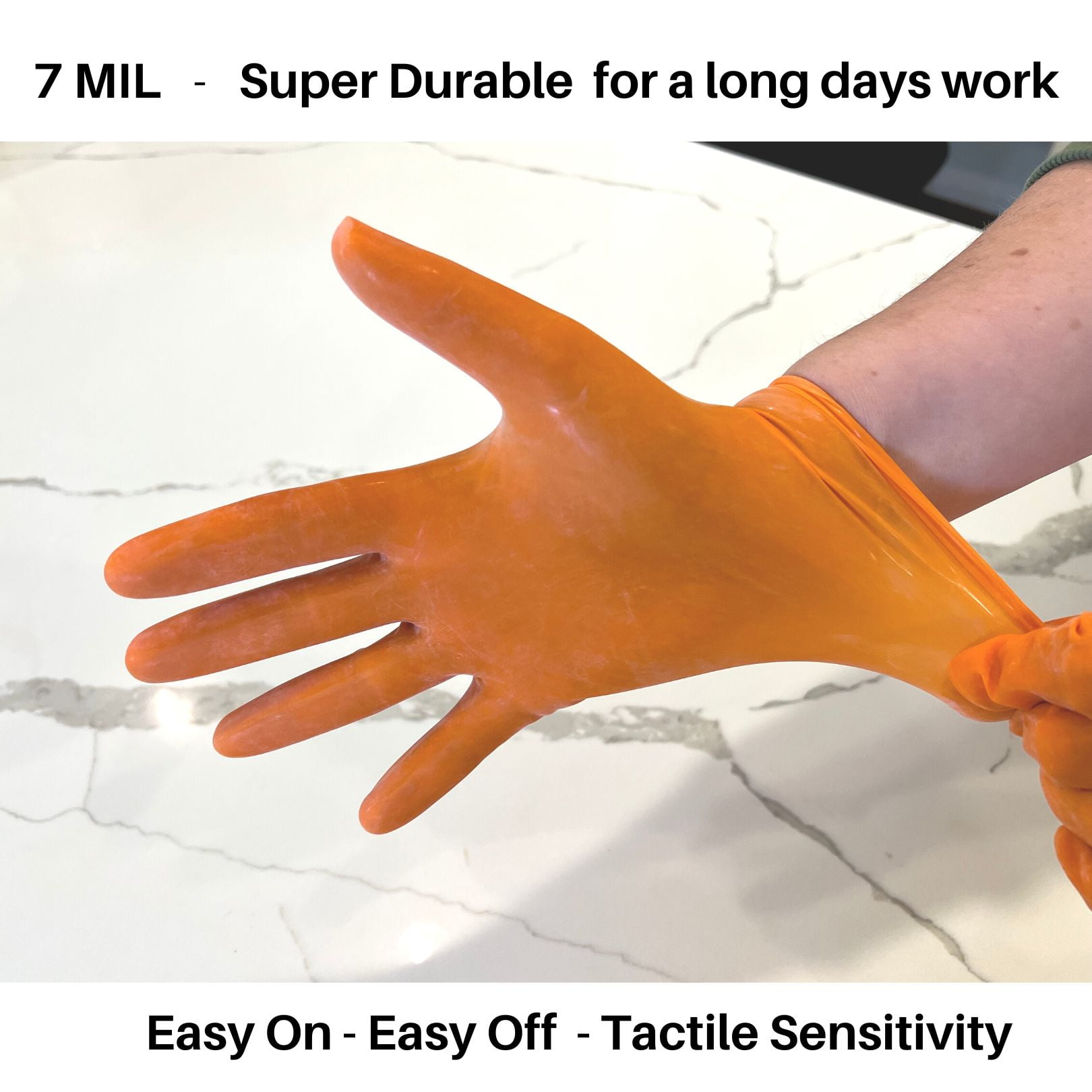 American Safety Glove  Latex Disposable Low Protein Natural Rubber Non-Allergy 7 MIL 100CT Orange Large