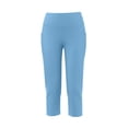 thumbnail image 4 of LEAVINGSUO Capris Pants for Women With Elastic Waist Women's Casual High-Waisted Pocket Cropped Pants Blue XL, 4 of 7