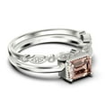 thumbnail image 2 of Minimalist 1.50 Carat Emerald Cut Morganite And Diamond Moissanite Engagement Ring, Wedding Ring in 925 Sterling Silver With 18k White Gold Plating, Promise Ring, Anniversary Ring, Bridal Rings Set, 2 of 3