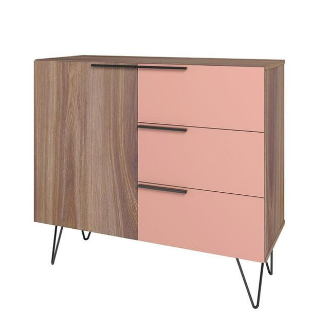 Manhattan Comfort 405AMC229 Commode Beekman de 35,43 Po avec 2 Tablettes, Brun et Rose