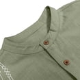 thumbnail image 6 of Mens Linen Shirt Guayabera Cuban Short Sleeve Button Down Cotton Summer Beach Hippie Shirts Half Button Cotton Crewneck Tees Casual Stand Collar Tops, 6 of 6