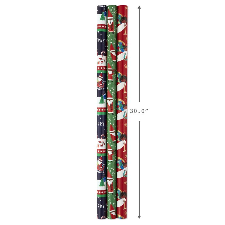 Hallmark Christmas Wrapping Paper Bundle with Cut Lines on Reverse