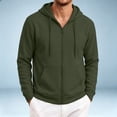 thumbnail image 5 of Men's Full Zip Up Hoodie Drawstring With Pocket Casual Sweatshirt Top Basic Minimal Tops Green 2XL, 5 of 6