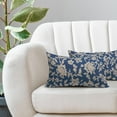 thumbnail image 2 of Vintage Floral Block Print Lumbar Pillow Covers 12x20 Set of 2 Blue Brown Cream Flower Pattern Rustic Old Style Decorative Throw Pillow Cases Outdoor Farmhouse Decoration for Sofa Couch Bed, 2 of 6