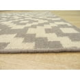 thumbnail image 4 of Handmade Wool Gray Contemporary Trellis Flatweave Revesible Moroccan Rug, 4 of 5