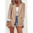 thumbnail image 1 of Women's Apricot Buttoned Lapel Collar Blazer with Pocket, 1 of 4