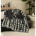 thumbnail image 2 of Fennco Styles Diamond Fringe Chenille Reversible Throw Blanket 50" W x 72" L - Black and White Geometric Woven Soft Blanket for Bed, Couch, Sofa, Home, Office and Holidays Décor, 2 of 8