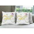 thumbnail image 6 of Ambesonne Vintage Throw Pillow Cover 4 Pack, Bicycle with Flowers, 20", White and Yellow, 6 of 7
