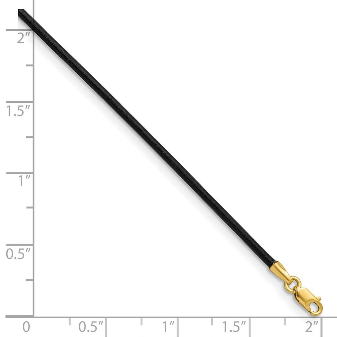 14k Yellow Gold 1.5mm Black Leather Cord Necklace 20 Inch Lobster Claw Pendant Necklace for Women