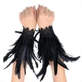 thumbnail image 4 of Puños de Plumas para Mujer, de Piel Suave, con Plumas, Accesorios para Festivales, Espectáculos y Bailes, Color Negro., 4 of 5