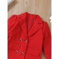 thumbnail image 4 of Kiapeise Little Girls Lapel Blazer Solid Long Sleeve Double-Breasted Coat Casual Outwear, 4 of 7