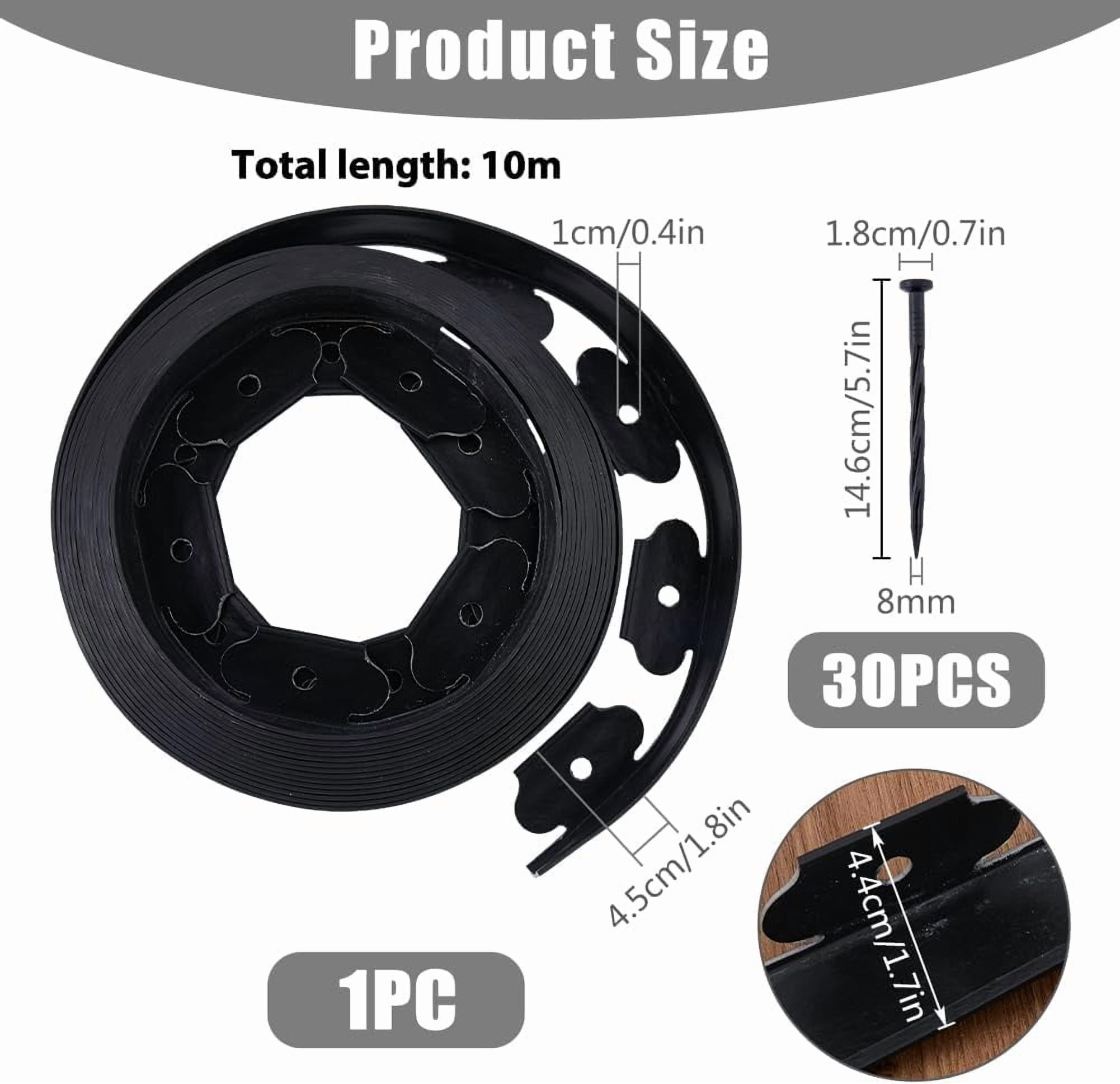 PET Landscape Edging Garden Border with Anchoring Spike Nails Black 43.5x45.5mm Hole: 10mm