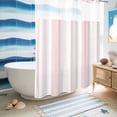 thumbnail image 6 of No Hook Shower Curtain, Simple Vertical Stripes Shower Curtains for Bathroom with See Through Top Window, Modern Minimalist Lines Pink Waterproof & Washable Bath Curtain Extra Long 72"x96", 6 of 9