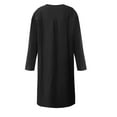 thumbnail image 6 of LowProfile Dresses for Women Casual Winter Fall Plus Size Long Sleeve O-Neck Cotton Linen Button Shirt Crewneck Loose With Two Pockets Fashion Dress Black 4XL, 6 of 6