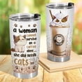 thumbnail image 3 of Cat Gifts for Cat Lovers, Funny Cat Tumbler with Lid Stainless Steel, Cute Cat Cup, Cat Tumbler with Handle, Cat Gifts for Women, 3 of 6