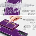 thumbnail image 4 of Dteck Samsung Galaxy S22 Ultra Case Wallet for Women Glitter PU Leather S22 Ultra Case with Magnetic Detachable Card Holder Wallet with Zipper Pocket Kickstand Shockproof Cover,Purple, 4 of 9