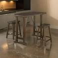 thumbnail image 4 of Neil Ensemble de 3 Pcs Hauteur Comptoir - 1 Table - 2 Tabourets - Bois Massif Brun Cerise, 4 of 6