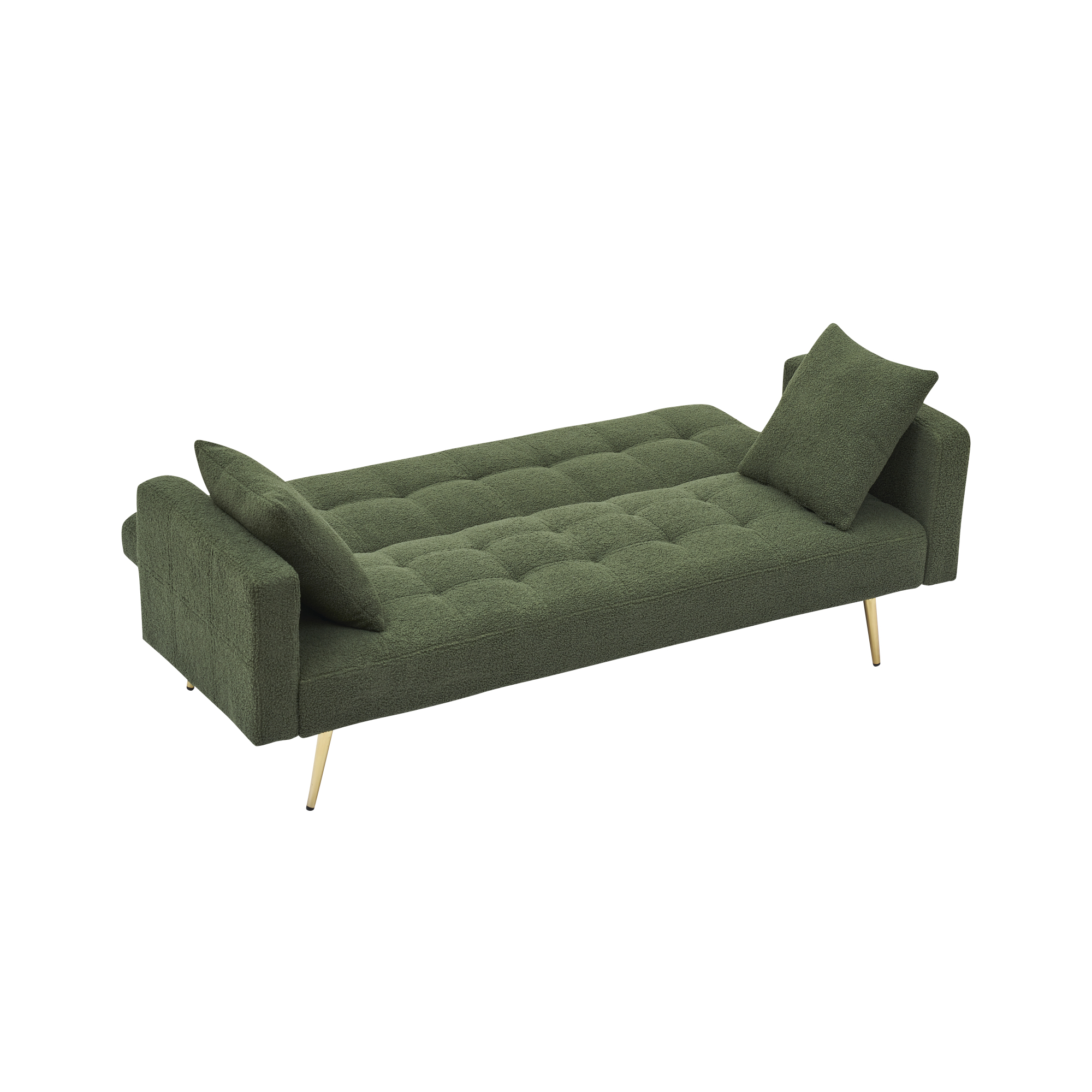 71" W Teddy Convertible Futon Sofa Bed,Modern Upholstered Loveseat Sofa Couch for Living Room,Small Space,Green