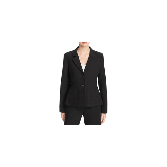 Finity Womens Notch Lapel Two Button Blazer Jacket, Black, 2
