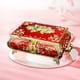 thumbnail image 1 of Caja de joya Hugo Dorada Y Roja Rectangular con Grabado Floral, 1 of 6