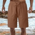 thumbnail image 4 of Aayomet Mens Workout Shorts Waist Drawstring Elastic Waist Solid Shorts With Pockets (Brown, XXXXL), 4 of 5