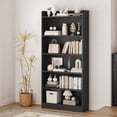 thumbnail image 5 of Yaheetech 6-Tier Wooden Bookshelf with Adjustable Open Shelf, Black, 5 of 10
