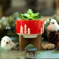 thumbnail image 2 of Flora Bunda 4" Christmas Ceramic on Wood Stand White, 2 of 5
