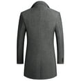 thumbnail image 2 of SWSMCLT Men's Long Trench Coat Pea Coat Fall Spring Winter Warm Thick Fashion Wool Blend Lapel Business Casual Single Breasted Long Sleeve Slim Fit Overcoat Grey 44, 2 of 5