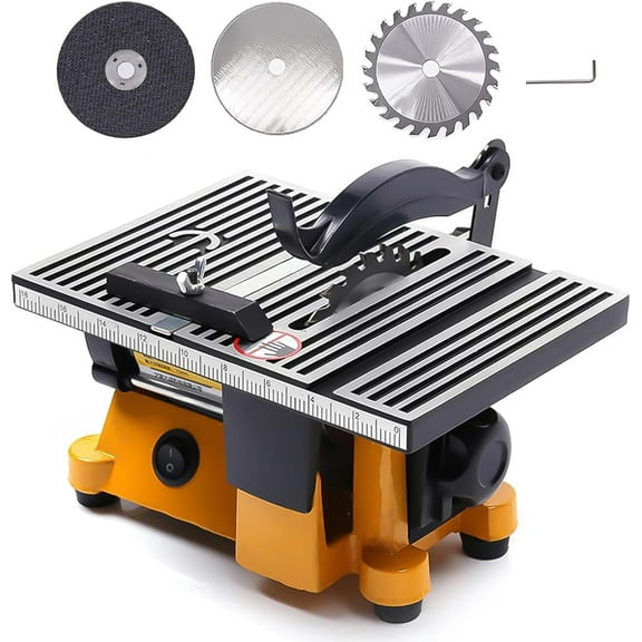 Mini Portable Table Saw, 4" Miter Table Saw  Electric Cutting Machine Multifunctional Desktop Saws with 3 Blades for DIY Handmade Wooden Model Crafts, Metal, Ceramic Tile, Glass