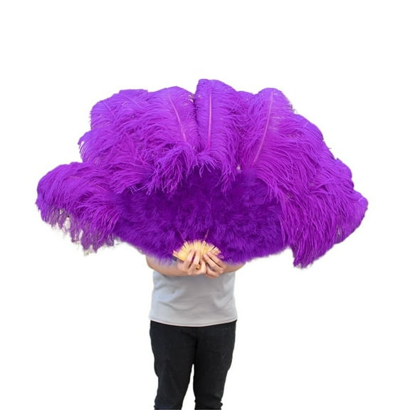 Large 13 Bone Fuffly Ostrich Feathers Fans 100CM 130CM Handheld Plumes Fan For Wedding Party Stage Performance