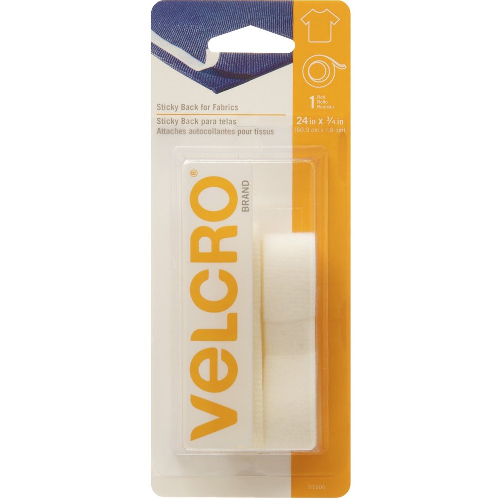 VELCRO® Brand Sticky Back for Fabrics 24in x 3/4in tape. White