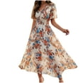 thumbnail image 2 of Njagoc3 Womens Short Sleeve Floral Maxi Dress, Flowy Bohemian Style, Summer Beach & Vacation Dress, 2 of 6